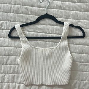 ARITZIA RIBBED CROPPED WHITE TANK